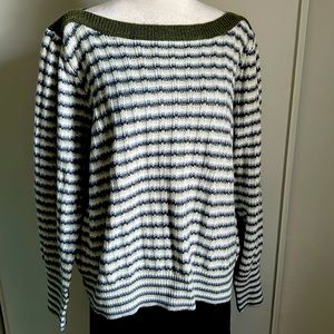 New Nine West Women’s Cozy Boatneck Striped Knit Long Sleeve Sweater